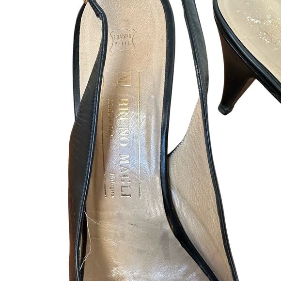 Bruno Magli Black Peep Toe Slingback Heels - Size 10.5 AAAA - Picture 6 of 9